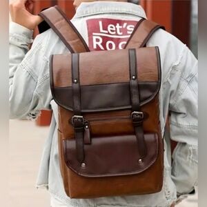 Elegant Two-Tone Leather Backpack